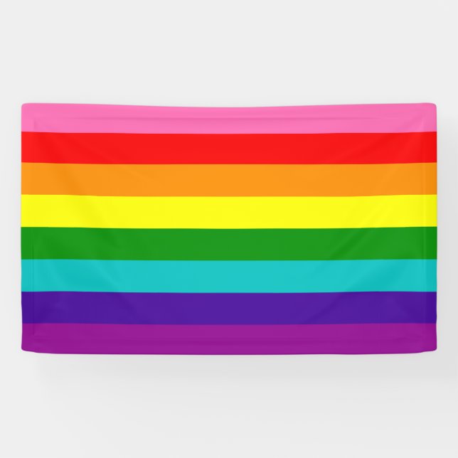 Rainbow Gay Pride LGBT Original 8 Stripes Flag Banner (Horizontal)