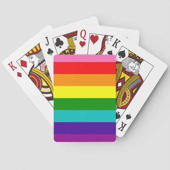 Rainbow Gay Pride LGBT Original 8 Stripes Flag Playing Cards (Back)