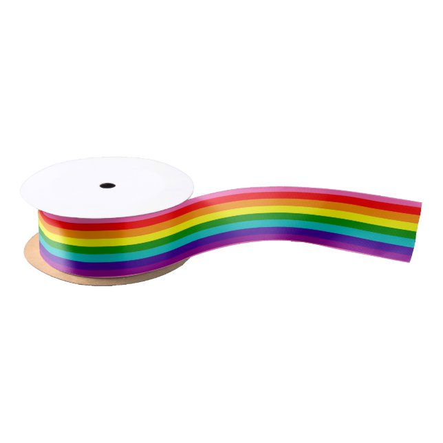 Rainbow Gay Pride LGBT Original 8 Stripes Flag Satin Ribbon (Spool)
