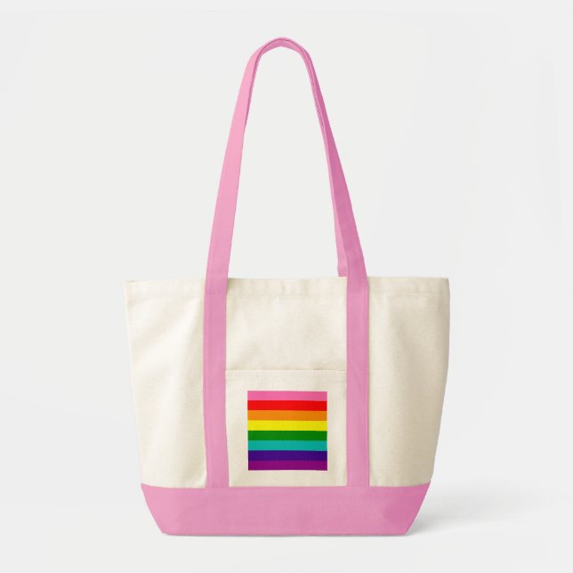 Rainbow Gay Pride LGBT Original 8 Stripes Flag Tote Bag (Front)