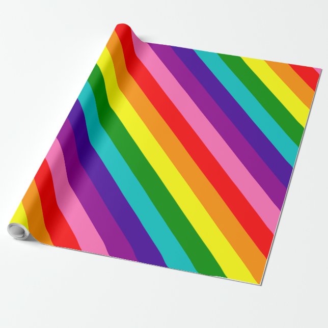 Rainbow Gay Pride LGBT Original 8 Stripes Flag Wrapping Paper (Unrolled)