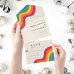 Rainbow Gay Pride LGBTQ Flag Colourful Wedding All In One Invitation<br><div class="desc">Surprise your friends and family with these modern,  colourful,  trendy all in one wedding invitations,  featuring your custom details. Easily add your own details by clicking on the "personalise" option.</div>