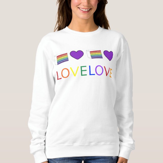 Rainbow Gay Pride Love Unity Cake Heart Sweatshirt (Front)