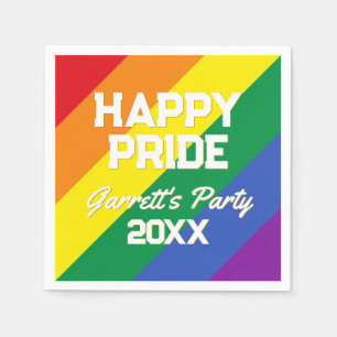 Rainbow Gay Pride Party LGBTQ Custom Paper Napkin