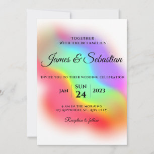 Rainbow gay pride wedding invitation