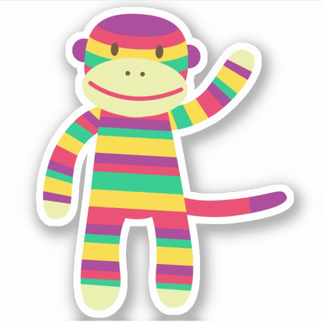 Rainbow Gay Sock Monkey Die Cut Sticker (Front)