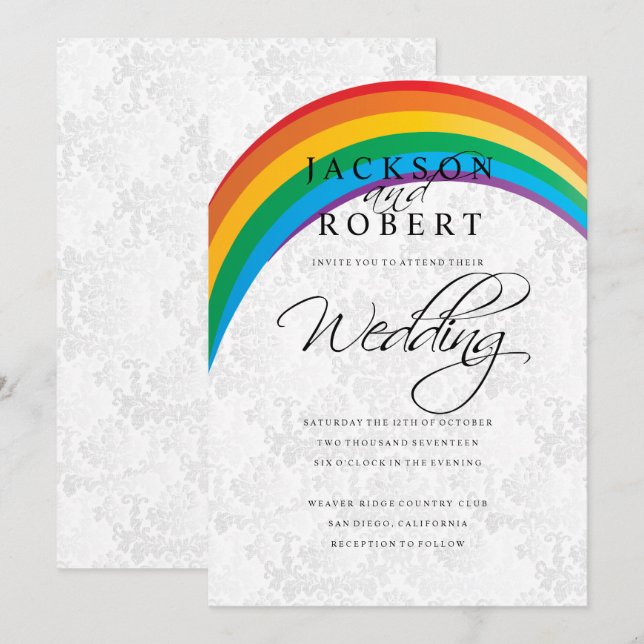 Rainbow Gay Wedding Invitation (Front/Back)