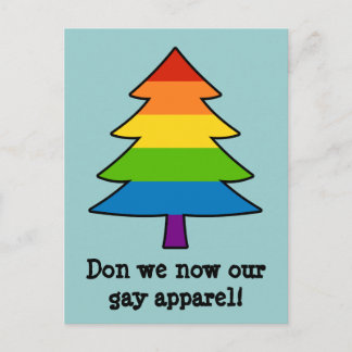 Rainbow Gay Xmas Tree Holiday Postcard