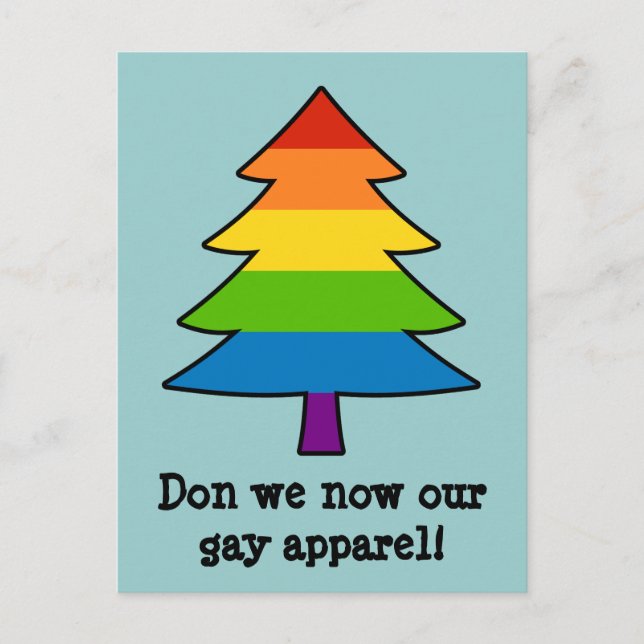 Rainbow Gay Xmas Tree Holiday Postcard (Front)