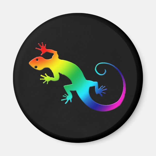 Rainbow Gecko Dark Magnet (Front)