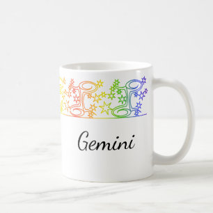 Rainbow Gemini Star Sign Personalised Mug