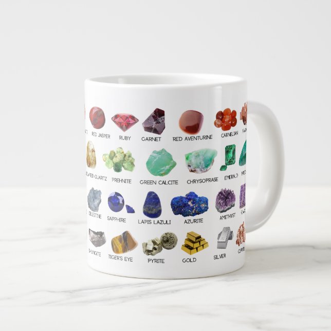 Rainbow Gems Crystal Collection Chart Guide 20oz Large Coffee Mug (Front Right)