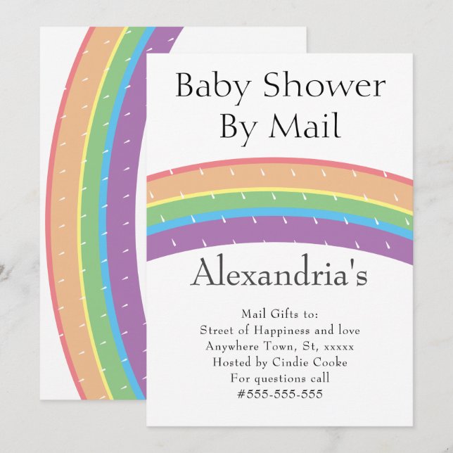 Rainbow Gender Neutral Baby Shower by Mail Invitation (Front/Back)