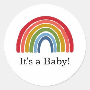 Rainbow Gender Neutral Baby Shower Classic Round Sticker