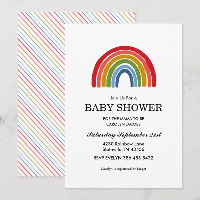 Rainbow Gender Neutral Baby Shower Invitation (Front/Back)