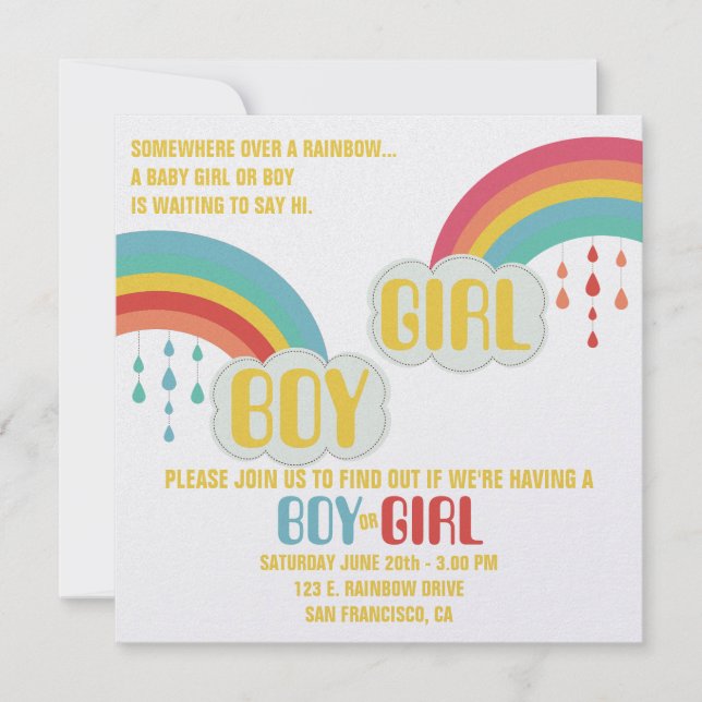 RAINBOW GENDER REVEAL Invitation (Front)