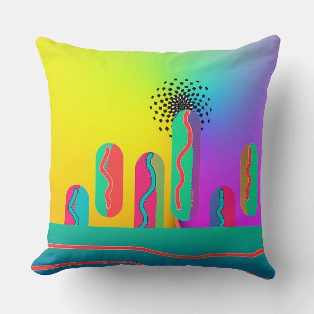 Rainbow Geo Spectacular Print  Cushion (Front)