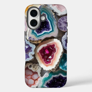 Rainbow Geode Crystal Layers – Vibrant Gemstone  iPhone 16 Case