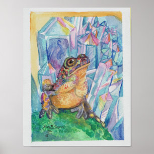 Rainbow Geode Toad watercolor art Poster