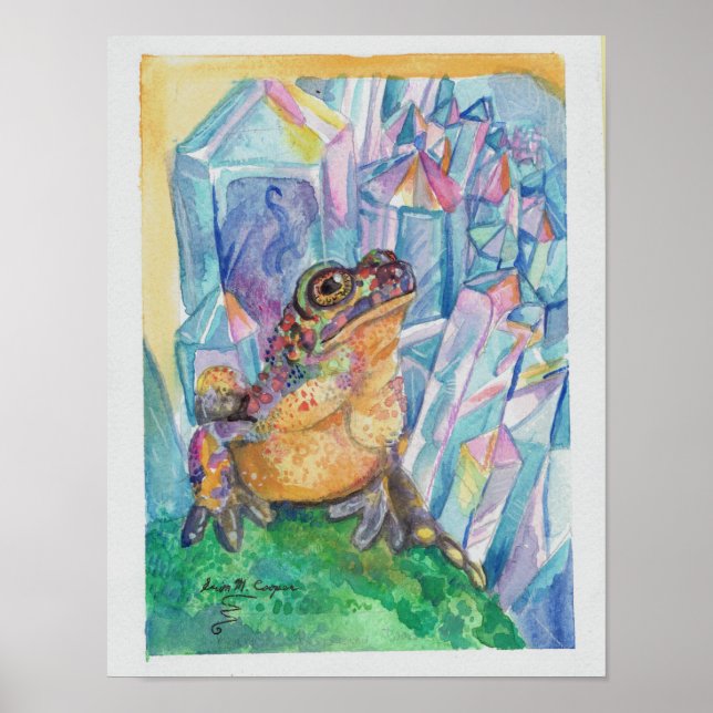Rainbow Geode Toad watercolor art Poster (Front)
