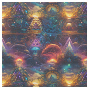 Rainbow Geometric Abstract Fabric