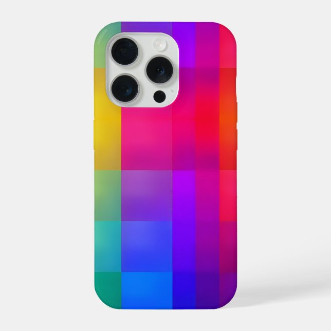 Rainbow Geometric Abstract Gradient Design iPhone Case (Back)