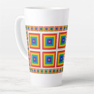 Rainbow Geometric Grid Latte Mug
