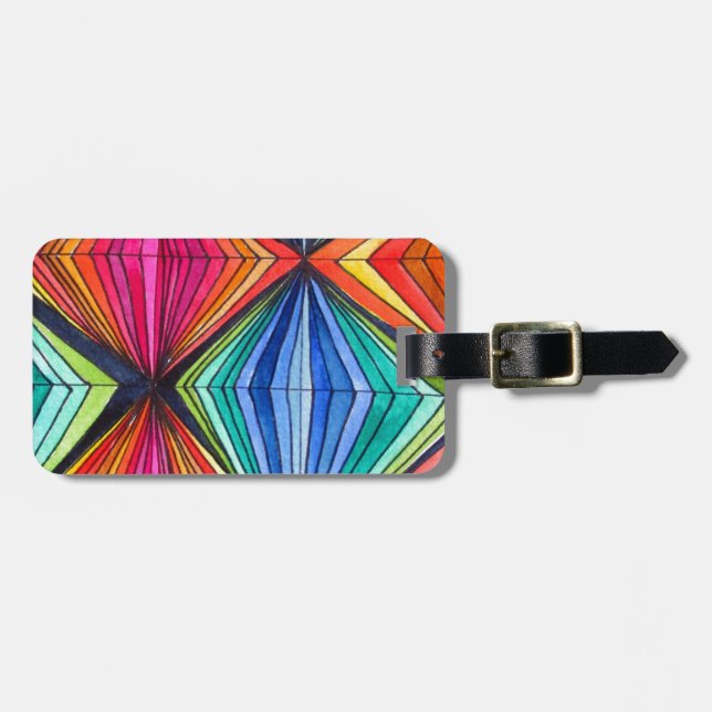 Rainbow Geometric Optical Art Luggage Tag (Front Horizontal)