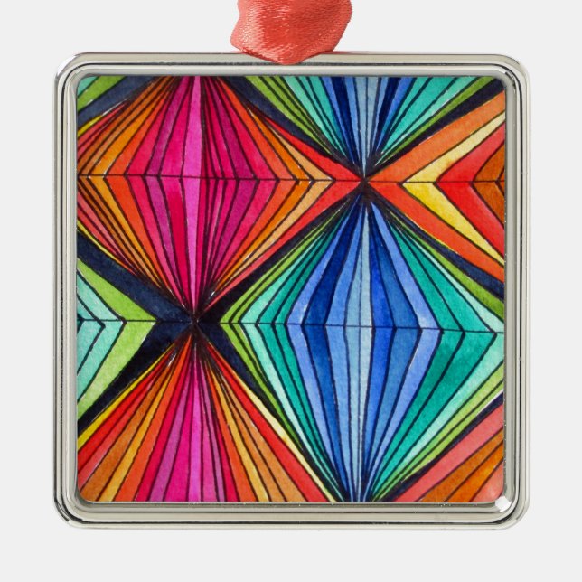 Rainbow Geometric Optical Art Metal Tree Decoration (Front)