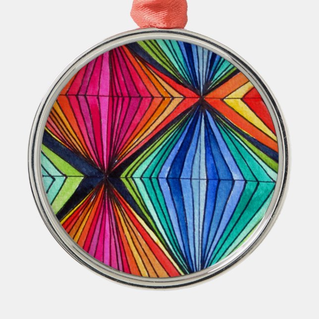 Rainbow Geometric Optical Art Metal Tree Decoration (Front)