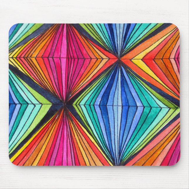 Rainbow Geometric Optical Art Mouse Mat (Front)