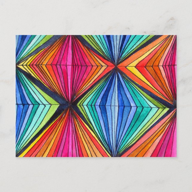 Rainbow Geometric Optical Art Postcard (Front)