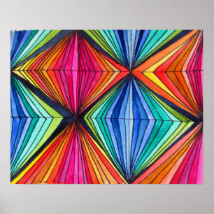 Rainbow Geometric Optical  Art poster