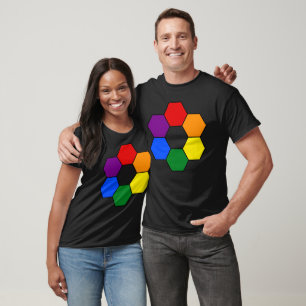 Rainbow geometric rhombus on black T-Shirt