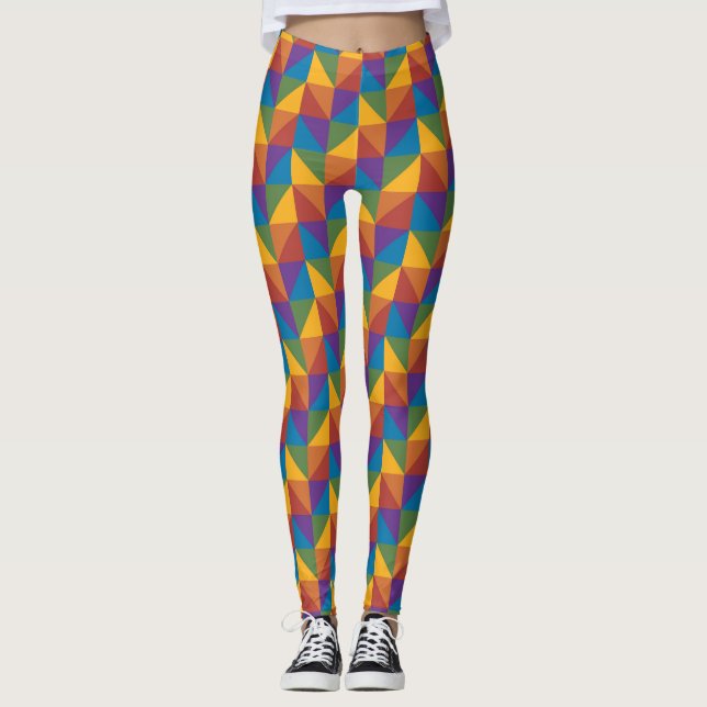 Rainbow Geometric Triangle Leggings (Front)