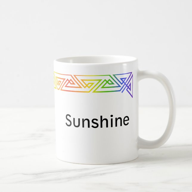 Rainbow Geometric Triangles Personalised Mug (Right)