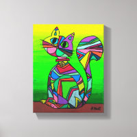 Rainbow GeometriCat Geometric Pattern Cat Art