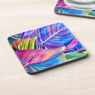 Rainbow gerbera colorful flower coaster