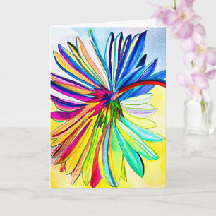 Rainbow gerbera colourful flower card