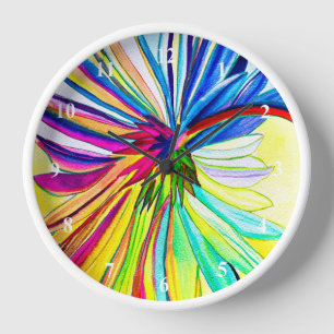 Rainbow gerbera colourful flower clock
