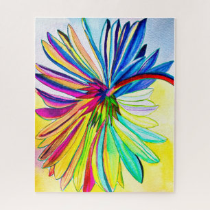 Rainbow gerbera colourful flower  jigsaw puzzle