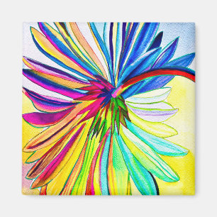 Rainbow gerbera colourful flower magnet