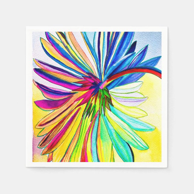 Rainbow gerbera colourful flower  napkin (Front)