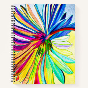 Rainbow gerbera colourful flower notebook
