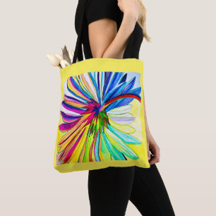 Rainbow gerbera colourful flower tote bag