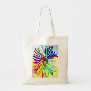 Rainbow gerbera colourful flower tote bag