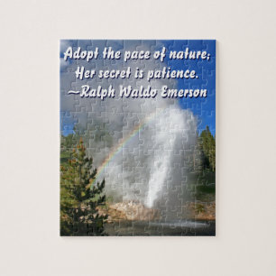 Rainbow Geyser Yellowstone w/ Famous Emerson Quote Jigsaw Puzzle