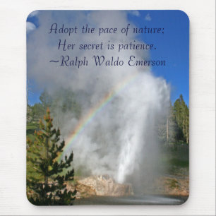Rainbow Geyser Yellowstone w/ Famous Emerson Quote Mouse Mat