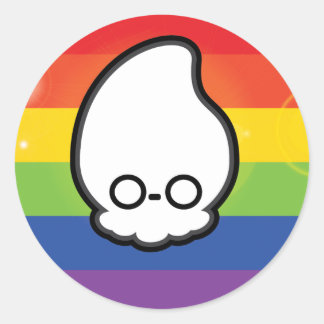 Rainbow Ghost squid Classic Round Sticker