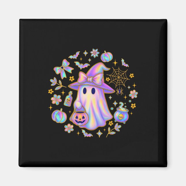 Rainbow Ghost Witch Shirt Cute Pumpkin Cauldron Sp Magnet (Front)